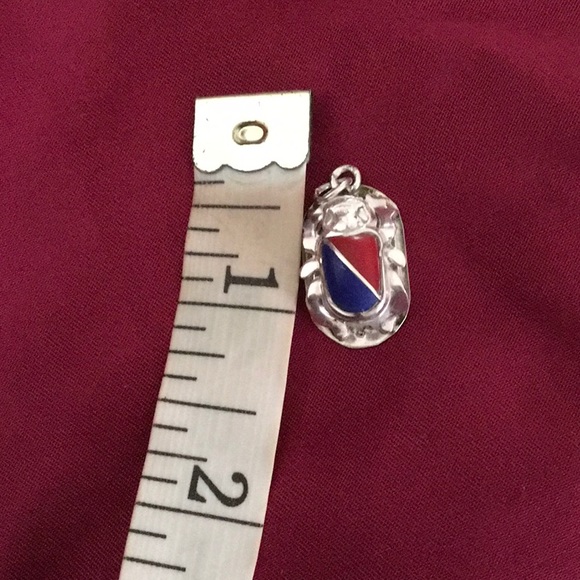 Silver Scarab Lapis/ Coral Pendant Made In Egypt - Picture 3 of 4